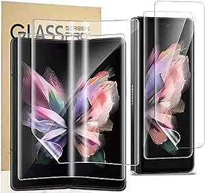Screen Protector for Samsung Galaxy Z Fold 4 5G, Flexible TPU Screen Protector, 2 Pack Front with 2 Pack Inside, Fingerprint Unlock, Case Friendly, Bubble Free, Anti-Scratch, HD Clear