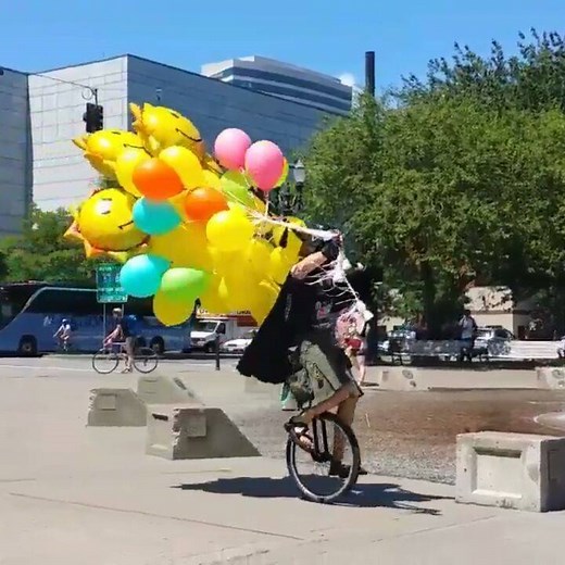 Unipiper sighting of the week: @Lifeforcevibes In Portland, The Unipiper is seen turning night into day as he carries the sun across the summer sky on a cycle lasting 24 hours. #FamousPortlandMyths | The Unipiper