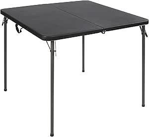 REDCAMP 34" Square Folding Card Table with Resin Top, Portable Fold in Half Small Card Tables with Collapsible Legs for Adults Indoor Outdoor Use, Black