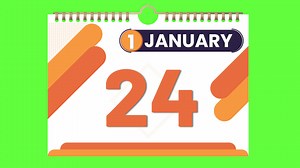 Download 21 to 30, Months of January flipping pages time-lapse of desktop calendar on the Green screen for free