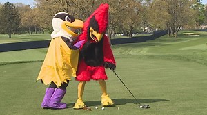 St. John Fisher, Nazareth mascots tee off for charity ahead of PGA Championship