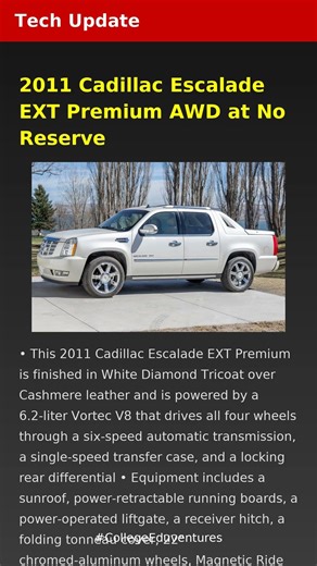 2011 Cadillac Escalade EXT Premium AWD at No Reserve | Tech Update | Latest Tech News 2026 #Tech #AI