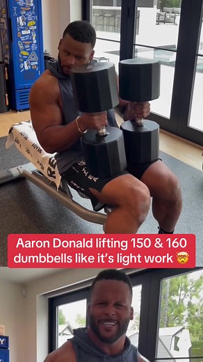 Aaron Donald Lifts Heavy Dumbbells with Ease