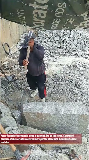 Manual Stone Splitting Process | Traditional Stone Cutting by Hand