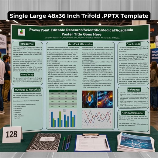 Science Fair Poster Template 48x36 Trifold Board | Editable Powerpoint STEM & Academic Research Display | School Science Project Poster - Etsy