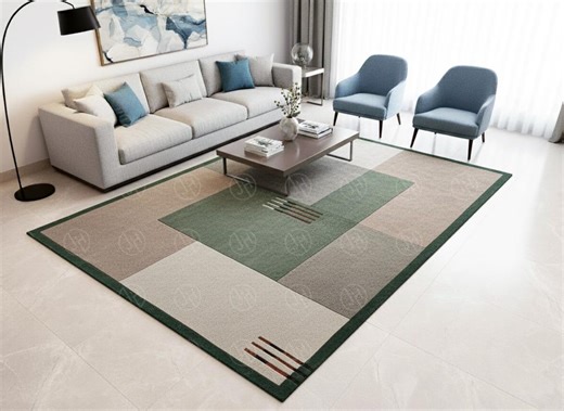 Veridian Wool Handtufted Rug: Mid-century Modern Color Block Area Rug - Etsy