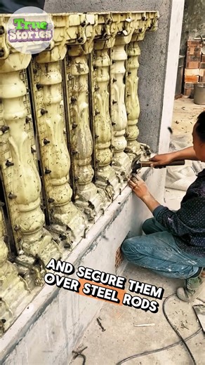 12K views · 32 reactions | Workers Cast Concrete Balusters with Plastic Molds | True Stories | Facebook