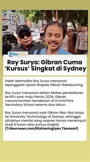 Roy Suryo Sebut Gibran Tak Sekolah, Sebut Kursus di Sydney tapi Ditulis 3 Tahun