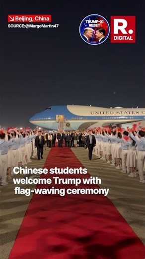 Chinese Students Welcome Trump with Flag Waving Ceremony in Beijing