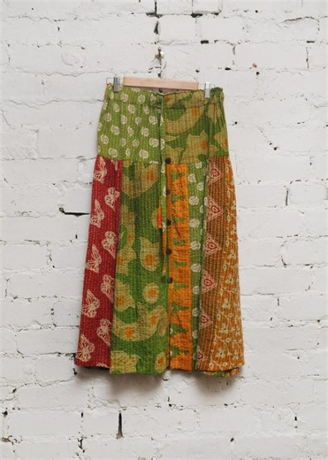 The Portobello Skirt - Kantha Cotton Patchwork Skirt - 005 - Etsy UK
