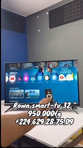 11 reactions | @mobile.luxurygn vous propose la smart #rowa TV 32 pouces est une télévision HD avec écran LED, dotée de ports HDMI/USB, d’un design compact et souvent compatible avec les fonctions Smart TV selon le modèle. +224.629.28.75.09 | Mobile luxury Gn | Facebook