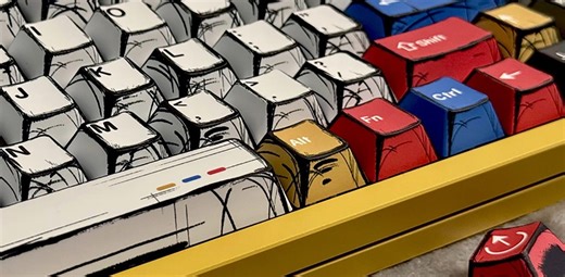 まるで視覚トリック。二次元に見えるキーボード