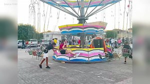 Shocking moment ride collapses injuring several children