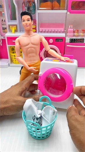 Satisfying With Unboxing Barbie Laundry Set Toys, ASMR Video #shorts