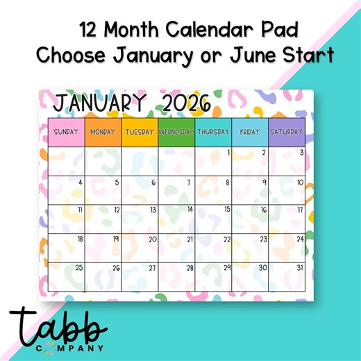Whimsical Safari Calendar 12 MONTH Desk Pad: Colorful Monthly Planner - Etsy