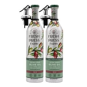 Fresh Press Farms Cold Pressed Bold Extra Virgin Olive Oil, 16.4 Fl Oz (Pack of 2), Georgia Grown, 100% American Made, Unrefined, Certified Whole30, Non-GMO, Keto, Paleo, Gluten Free