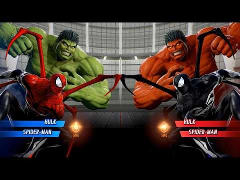 Hulk & Spiderman VS Red Hulk & Black Spiderman - Marvel vs Capcom Infinite