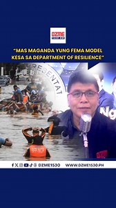Cong. Butch Pichay: Mas maganda yung FEMA Model kesa sa Department of Resilience #RadyoUno #DZME | DZME 1530