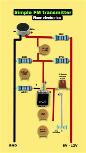 Simple FM Transmitter Circuit diagram#diyprojects