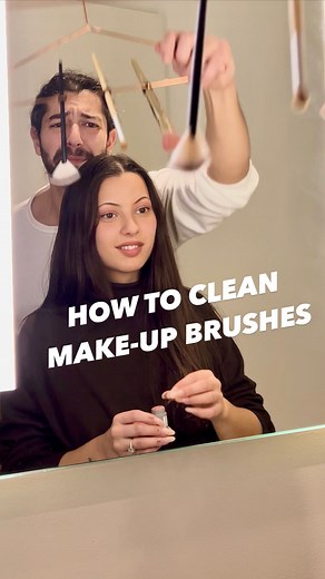 Armen Adamjan on Instagram: "How to get those brushes clean! 🤩 and how to make your girlfriend happy 😂 . . . . #lifehack #tipsandtricks #makeup #beautyhacks #hacks #natural #homemade #diy #creativeexplained"