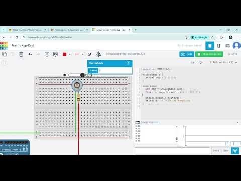 A circuit consisting of arduino, photodiode and a resistor to detect change in intensity of light.