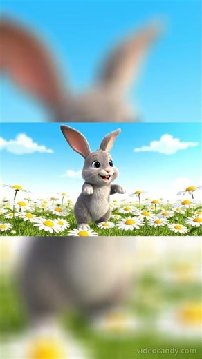 Bunny Hops Through Daisies 🌼🐰 | Cute Rabbit Animation Shorts #cat #animalphotos