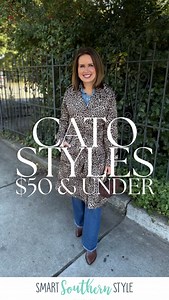 34 reactions | Beautiful fall styles for $50 & under? Yes please!  All of these looks are from Cato Fashions & perfect to wear now! Facebook friends, click here to shop: https://liketk.it/5rZVZ #catopartner #countoncato #mycatostyle #catofashions #over40fashion leopard trench coat, denim skirt, chocolate brown booties, fall jacket, cowboy boots for women, affordable fashion influencer | Smart Southern Style | Facebook