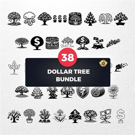 Buy Dollar Tree SVG Bundle, 38 Money Plant Silhouette Designs, Cash Tree Clipart for Cricut, Coin Bonsai PNG, Wealth Sapling Vector, Finance Svg Online in India - Etsy