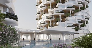 UNstudio unveils spiraling biophilic facade for samsung's new residential concept in seoul