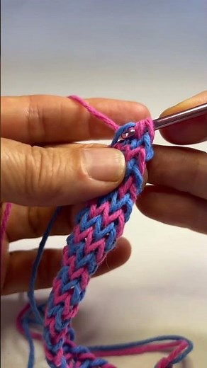How to Crochet a 2-Color Cord! Quick & Easy 🧶 #Shorts