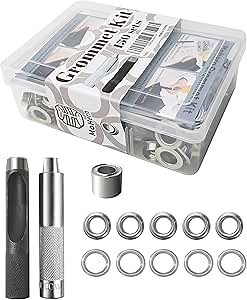 Grommet Tool Kit 1/2 Inch, 150 Sets Eyelets and Grommets and 3 Pieces Installation Metal Grommet Kit with Storage Case by MoHern