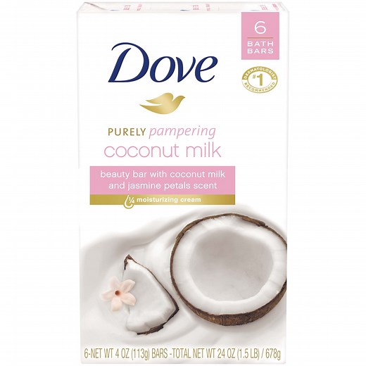 Dove Beauty Bar Soap Restoring Coconut & Cocoa Butter All Skin, 3.75 oz 6 Bars