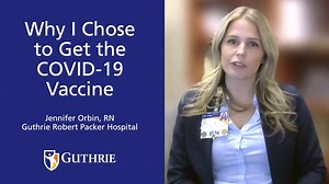 Guthrie has administered COVID-19 vaccinations to nearly 6,000 individuals in Phase 1, including priority community groups and Guthrie employees. We are excited to launch a series of videos featuring Guthrie employees and their reasons for being vaccinated. Today we highlight Jennifer Orbin, a Registered Nurse at Guthrie Robert Packer Hospital, who chose to be vaccinated for her family. Full video here: https://www.youtube.com/watch?v=tX321hUfD70&feature=youtu.be | The Guthrie Clinic