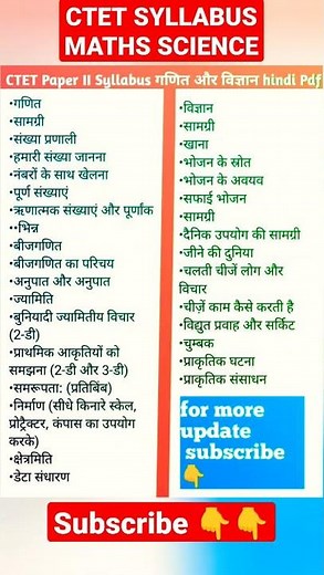 CTET Paper 2 syllabus CTET Maths Science syllabus #ctetexam #ctetsyllabus #mathsscience #ncert