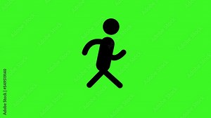 Icon Man Running animation. 2D Figure Cartoon Animations. green Transparent Background.Chroma key.runcycle