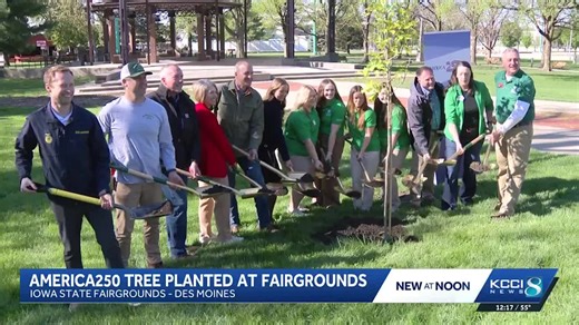 Iowa State Fairgrounds plants Bur Oak tree to celebrate America's 250th birthday, Arbor Day