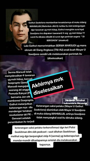 Keterangan saksi pelaku (Mayor U Gathut Soekrisno Mayor U Soedjono) saling menguatkan dimuka sidang MAHMILUB, bagaimana kronologi penembakan itu terjadi (eksekusi), 2 keterangan saksi pelaku terkonsfirmasi & berkorelasi dgn keterangan saksi mahkota: Polisi Soekitman saat berada di TKP #fyppp #pierreandriestendean #pahlawanrevolusi #G30S #Pathc #SalamDjasmerah