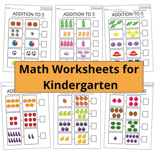 Counting and Addition Worksheets | Preschool & Kindergarten Math Packet | Early Learning 20 Printables - Etsy