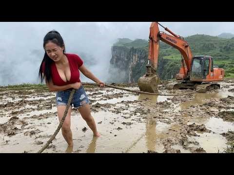 Satisfying Huge Hitachi Excavator Repair - Girl Mechanic Timelapse