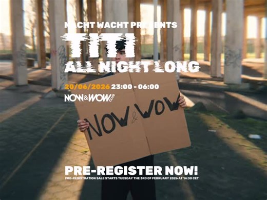 NACHT WACHT on Instagram: "Nacht Wacht presents: 𝗧𝗜𝗧𝗜 𝗔𝗟𝗟 𝗡𝗜𝗚𝗛𝗧 𝗟𝗢𝗡𝗚 ⚡️ You ask, we deliver: On June 20th @titi.techno will play his very first all night long at the legendary Now & Wow. This rising star is ready to make it an unforgettable night. With his high energy and powerful production, this will be a truly unique experience. 𝗣𝗿𝗲-𝗿&