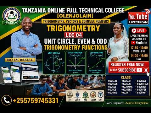 LEC 04 | UNIT CIRCLE, EVEN& ODD TRIGONOMETRIC FUNCTIONS | TRIGONOMETRY | NTA LEVEL 4 | SIR OLENJOLAI