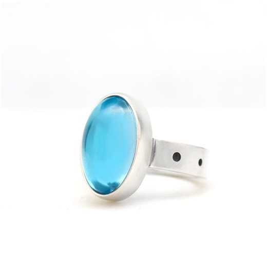 Swiss Blue Topaz Handmade Ring in Sterling Silver, Made in USA in Minimalist Modern Southwest Jewelry, Blue Gemstone Jewelry Ring - Etsy