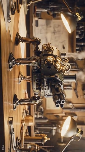 Vapor-Powered Vengeance: Steampunk Machine Firing! 🛡️#shorts