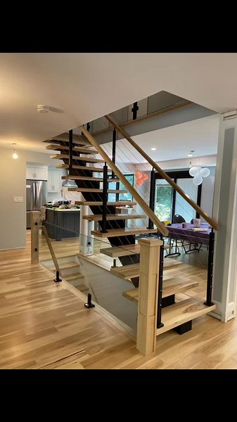 open riser stair done by me #Sapphirestair #fyp #renovation #openrisestairs #staircase #staircaseremodel #contractor