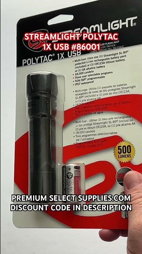 STREAMLIGHT POLYTAC 1X USB-C RECHARGEABLE FLASHLIGHT BLACK PART #86001