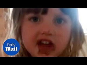 Hilarious moment little girl lies to mother after eating cake