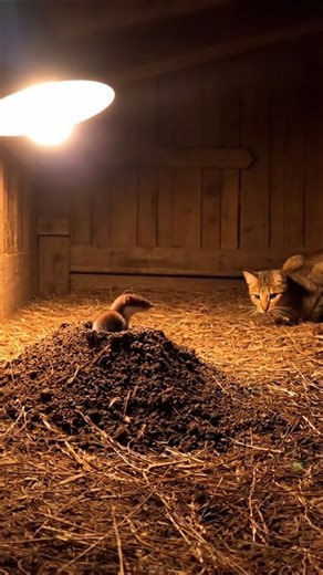 “Cat vs Weasel: Shocking Ambush in the Chicken Coop”. #wildlife #animals