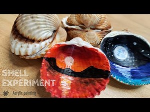 Shell painting experiment, mini art inside shell - Homemade Illustration