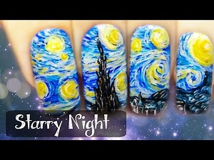 Starry Night Freehand Nail Art Tutorial (New Version)