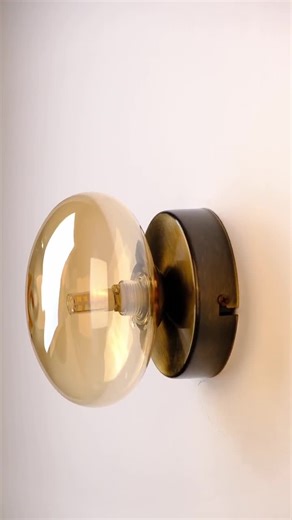 Round Glass Wall Sconce, Small Vintage Wall Lamp, Home Decor Wall Lighting Fixture, Plug-in Farmhouse Wall Lamp, Amber Glass Wall Sconce - Etsy